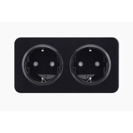 Aigostar - Double SCHUKO wall socket with frame, 250 V/16 A, black