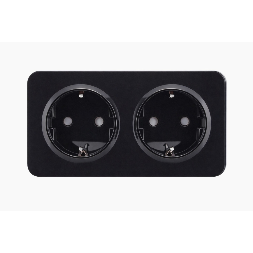 Aigostar - Double SCHUKO wall socket with frame, 250 V/16 A, black