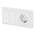 Aigostar - Double switch No. 1 and SCHUKO 250V outlet with frame, white