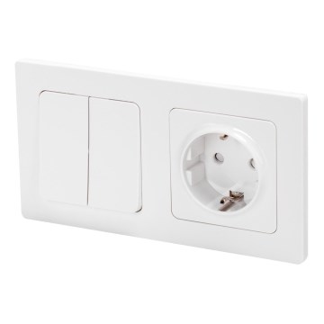 Aigostar - Double switch No. 1 and SCHUKO 250V outlet with frame, white