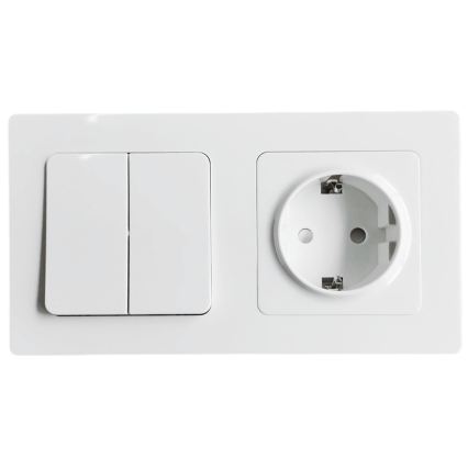Aigostar - Double switch No. 1 and SCHUKO 250V outlet with frame, white