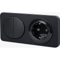 Aigostar - Double Switch No. 5 and Schuko 230 V Socket with Frame, Black