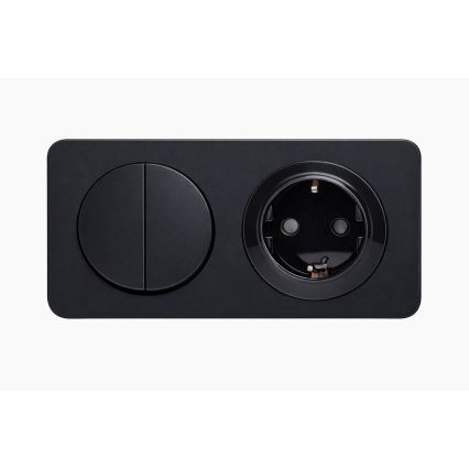 Aigostar - Double Switch No. 5 and Schuko 230 V Socket with Frame, Black