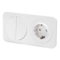 Aigostar - Double Switch No. 5 and SCHUKO 230V Socket with Frame, White