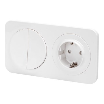 Aigostar - Double Switch No. 5 and SCHUKO 230V Socket with Frame, White