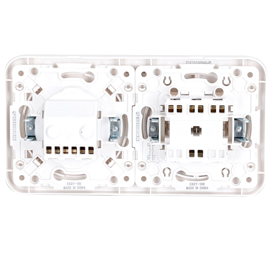 Aigostar - Double Switch No. 5 and SCHUKO 230V Socket with Frame, White