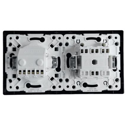 Aigostar - Double switch No. 5 with SCHUKO 230V socket and black frame