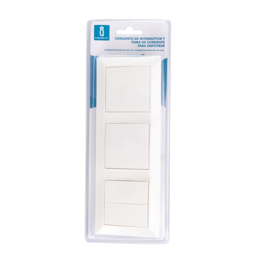 Aigostar - Double Switch No. 6+6 with 2x Single Switch No. 1, White