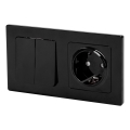 Aigostar - Double switch No. 6 and Schuko 230V socket with frame, black
