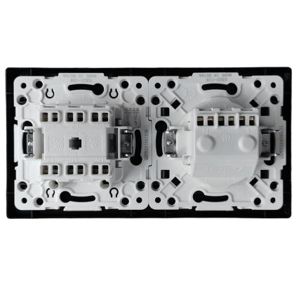 Aigostar - Double switch No. 6 and Schuko 230V socket with frame, black