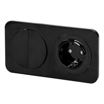Aigostar - Dual 6+6 switch and 230V SCHUKO socket with black frame