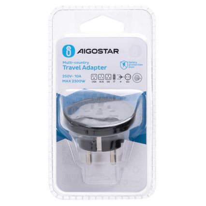 Aigostar - EU Travel Adapter, Black