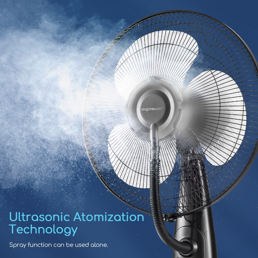 Aigostar - Floor fan with water spray 75W/230V + RC