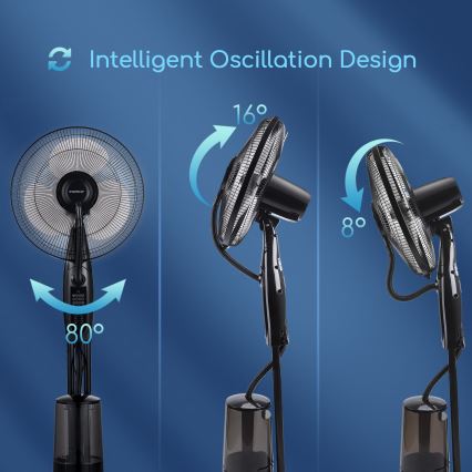 Aigostar - Floor fan with water spray 75W/230V + RC