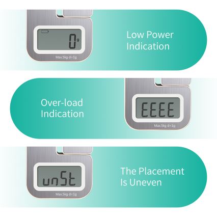 Aigostar - Foldable kitchen scale 5kg matte chrome