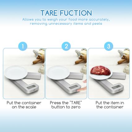 Aigostar - Foldable kitchen scale 5kg matte chrome