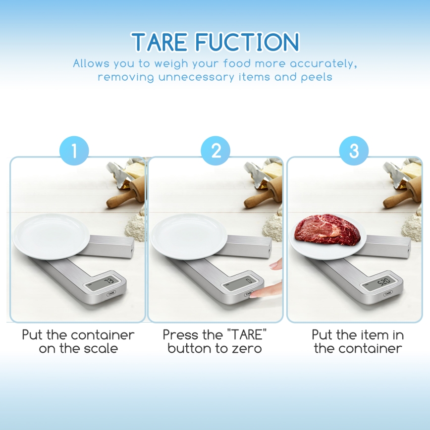 Aigostar - Foldable kitchen scale 5kg matte chrome