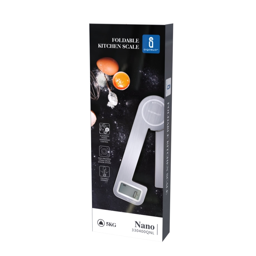 Aigostar - Foldable kitchen scale 5kg matte chrome
