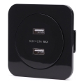 Aigostar - Framed USB power outlet, 2x USB-A, black