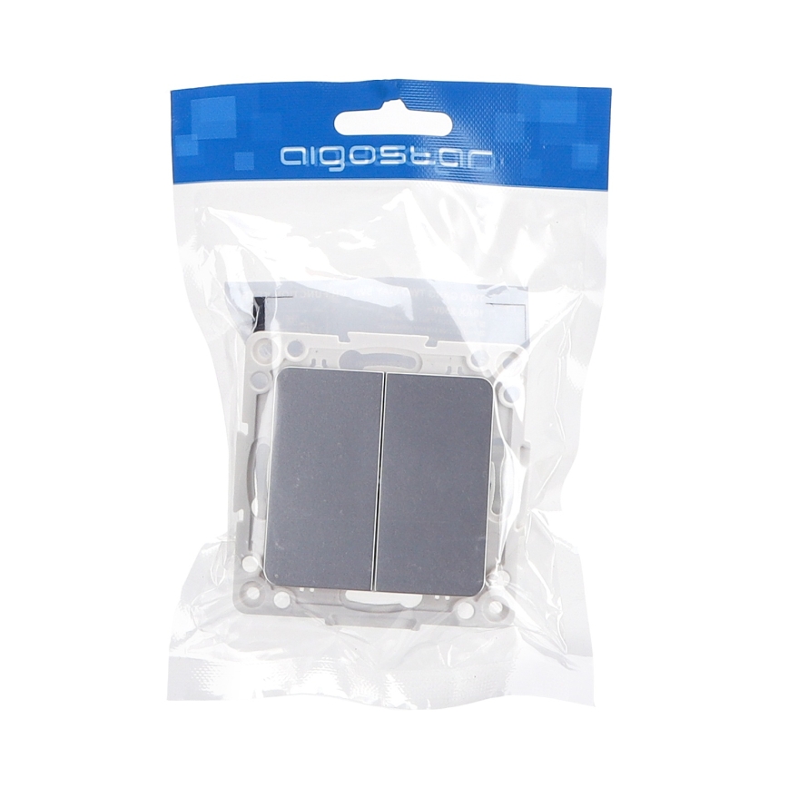 Aigostar - Frameless Double Light Switch No. 1, Silver