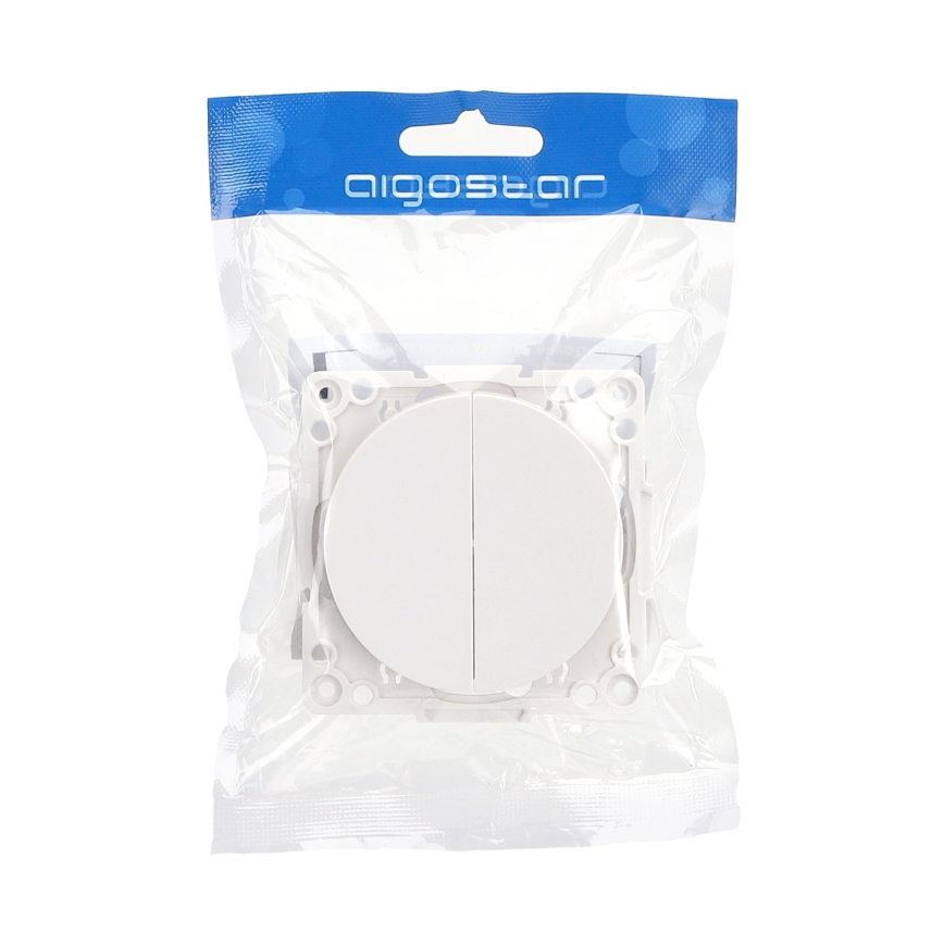 Aigostar - Frameless Double Light Switch No. 5 White