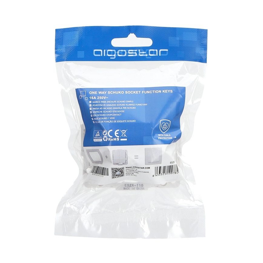 Aigostar - Frameless SCHUKO 250V Wall Socket White
