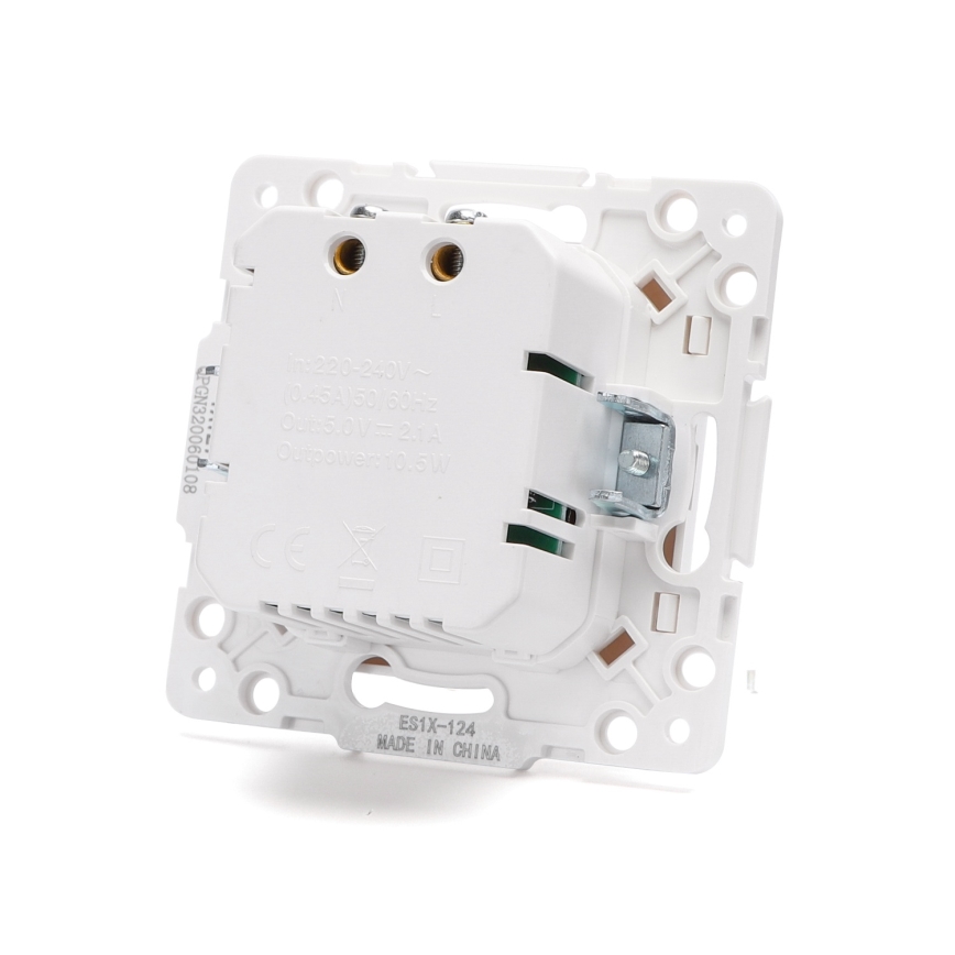 Aigostar - Frameless USB Charging Outlet 2x USB-A White