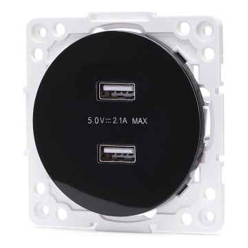 Aigostar - Frameless USB Power Outlet, 2x USB-A, Black