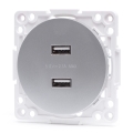 Aigostar - Frameless USB Power Outlet, 2x USB-A, Silver
