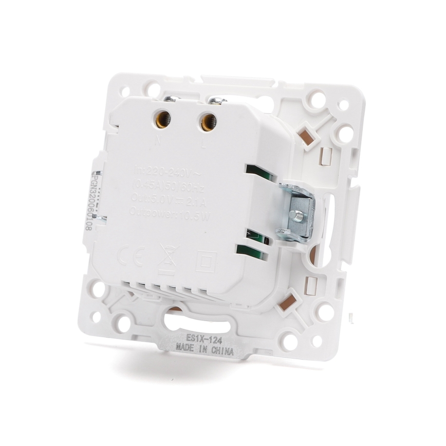 Aigostar - Frameless USB power outlet, 2x USB-A, white