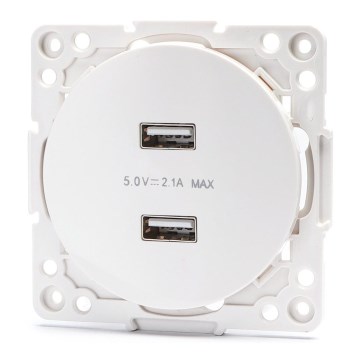 Aigostar - Frameless USB Power Outlet, 2x USB-A, White
