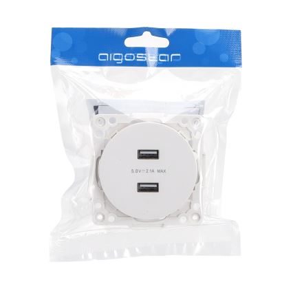 Aigostar - Frameless USB Power Outlet, 2x USB-A, White