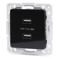 Aigostar - Frameless USB Power Socket with 2x USB-A, Black