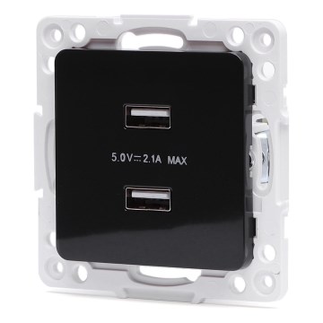 Aigostar - Frameless USB Power Socket with 2x USB-A, Black