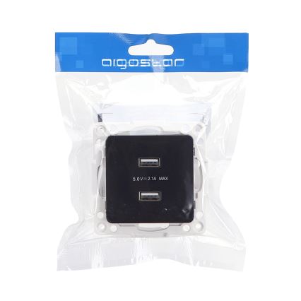 Aigostar - Frameless USB Power Socket with 2x USB-A, Black