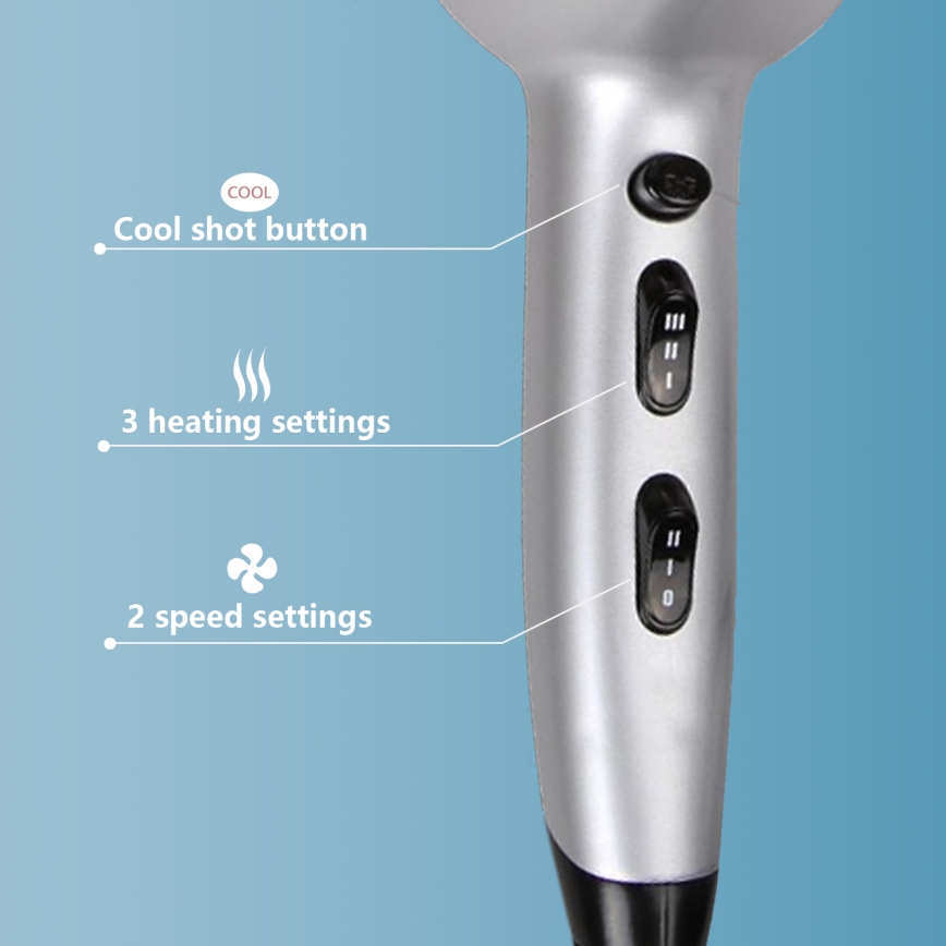 Aigostar - Hairdryer 2200W/230V silver/black