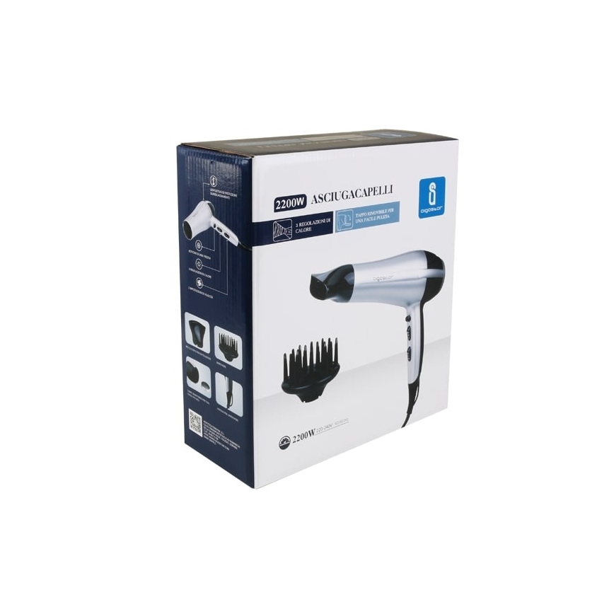 Aigostar - Hairdryer 2200W/230V silver/black