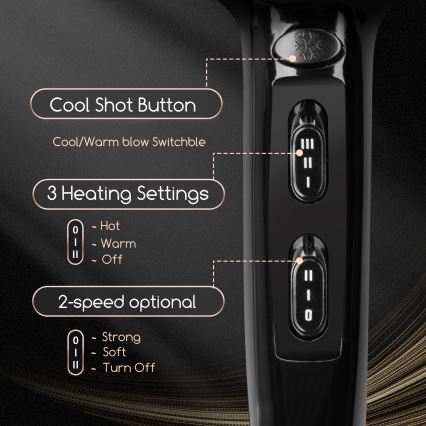 Aigostar - Hairdryer 2400W/230V black/copper