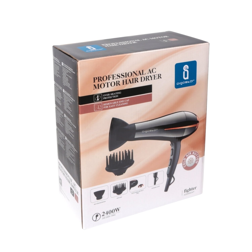 Aigostar - Hairdryer 2400W/230V black/copper
