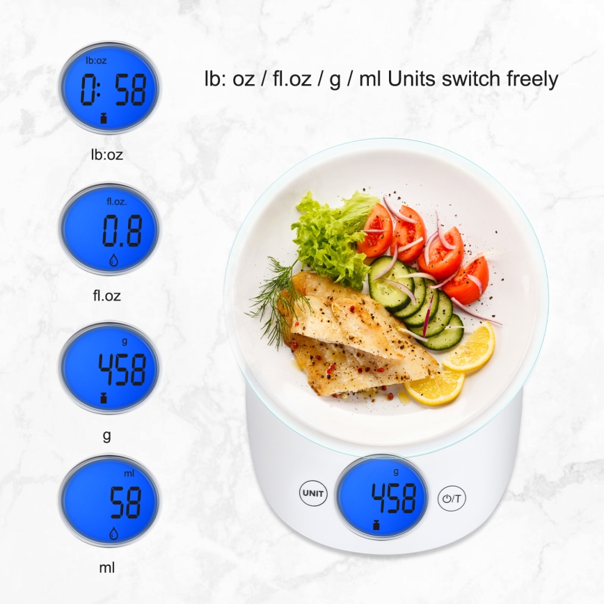 Aigostar - Kitchen scale 2xCR2032 white