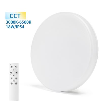 Aigostar - LED Dimmable bathroom ceiling light LED/18W/230V 3000-6000K IP54 + remote control