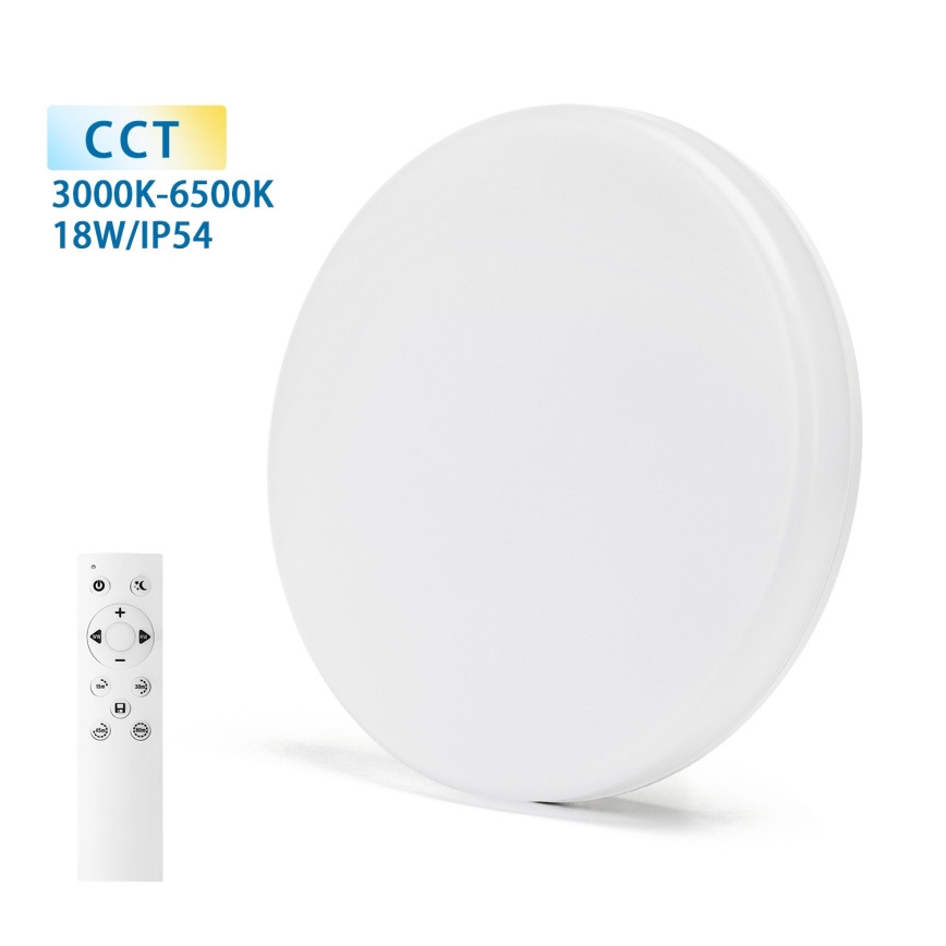 Aigostar - LED Dimmable bathroom ceiling light LED/18W/230V 3000-6000K IP54 + remote control
