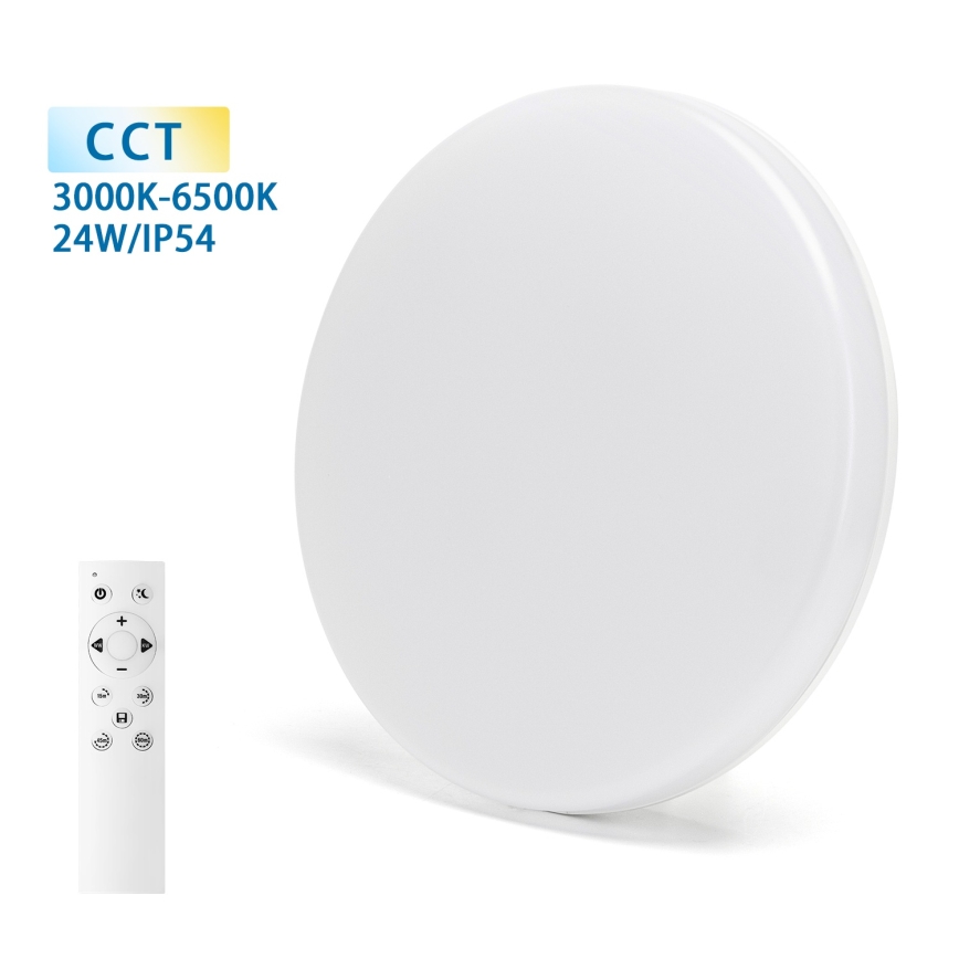 Aigostar - Dimmable LED Bathroom Ceiling Light LED/24W/230V 3000K-6500K IP54 Ø 33 cm + Remote Control