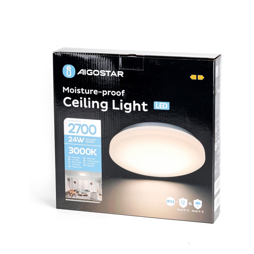 Aigostar - LED Bathroom ceiling light LED/24W/230V 3000K IP54