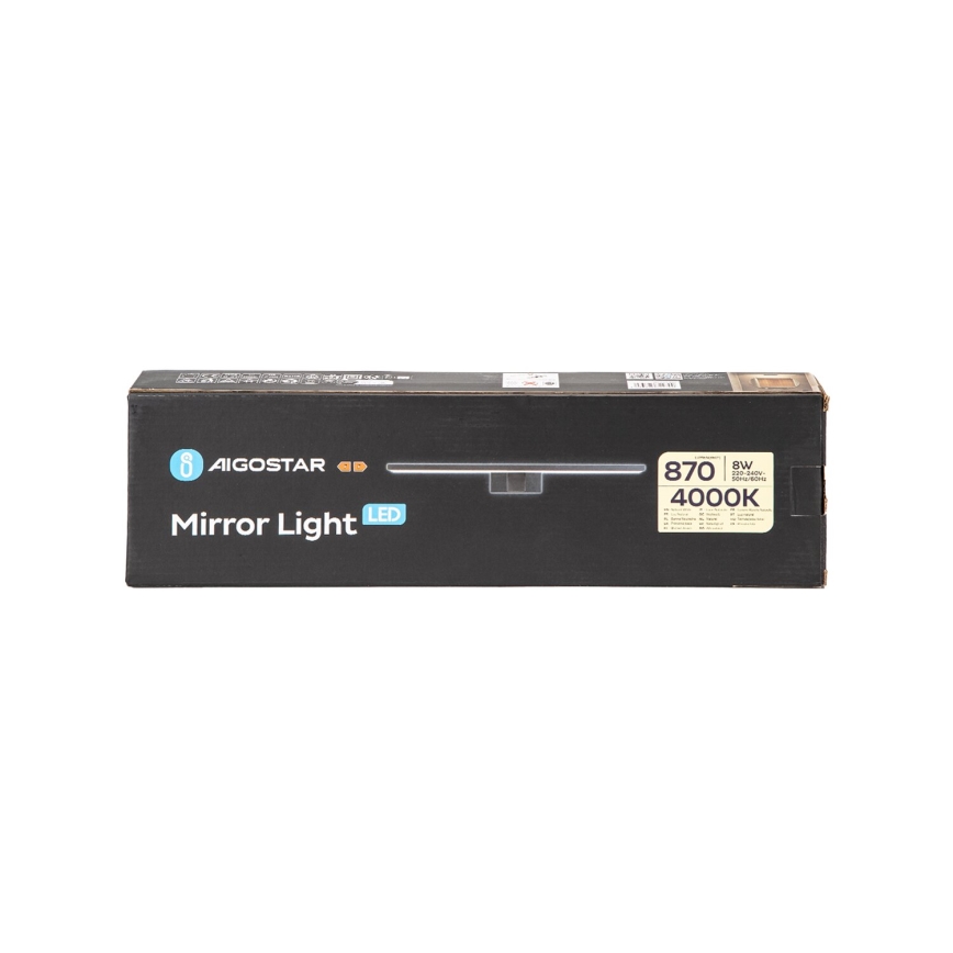 Aigostar - LED Bathroom mirror lighting LED/8W/230V 4000K 40 cm IP44 black