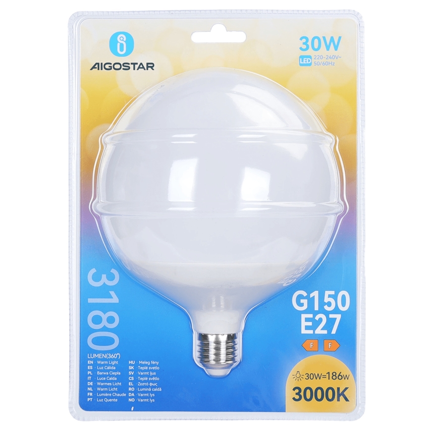 Aigostar LED Bulb G150, E27, 30W, 230V, 3000K