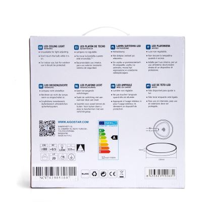 Aigostar - LED Ceiling light LED/12W/230V 3000K d. 23 cm black
