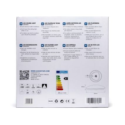 Aigostar - LED Ceiling light with a sensor LED/24W/230V 3000K