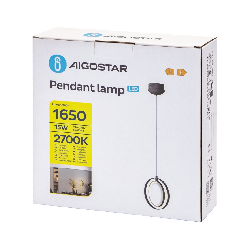 Aigostar - LED Chandelier on a string LED/15W/230V 2700K black
