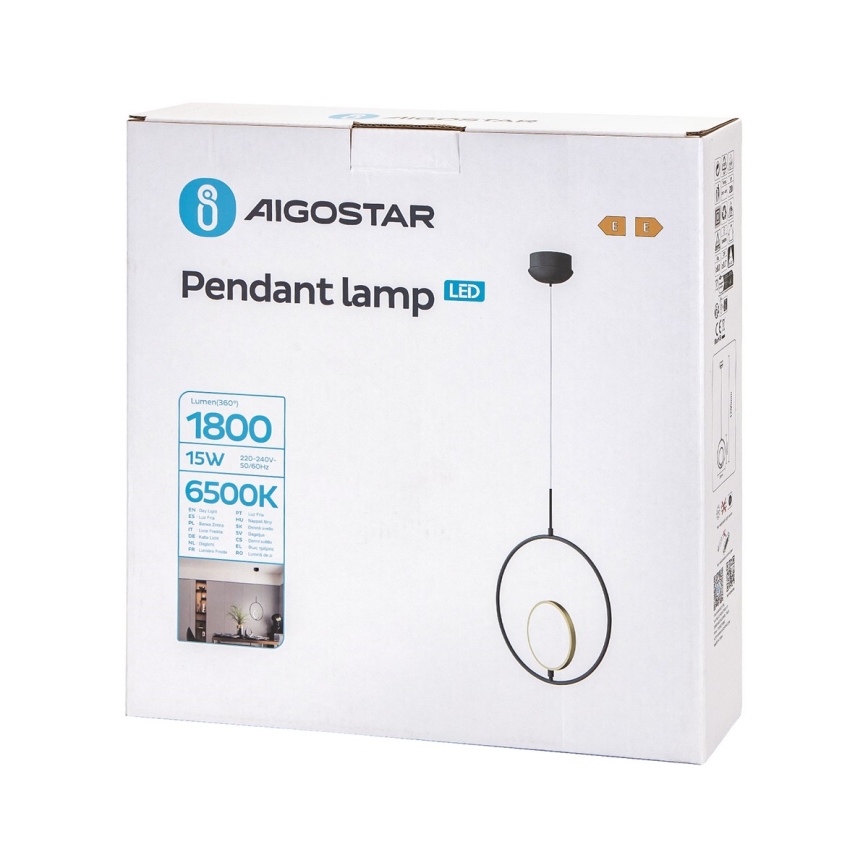 Aigostar - LED Chandelier on a string LED/15W/230V 6500K black/gold